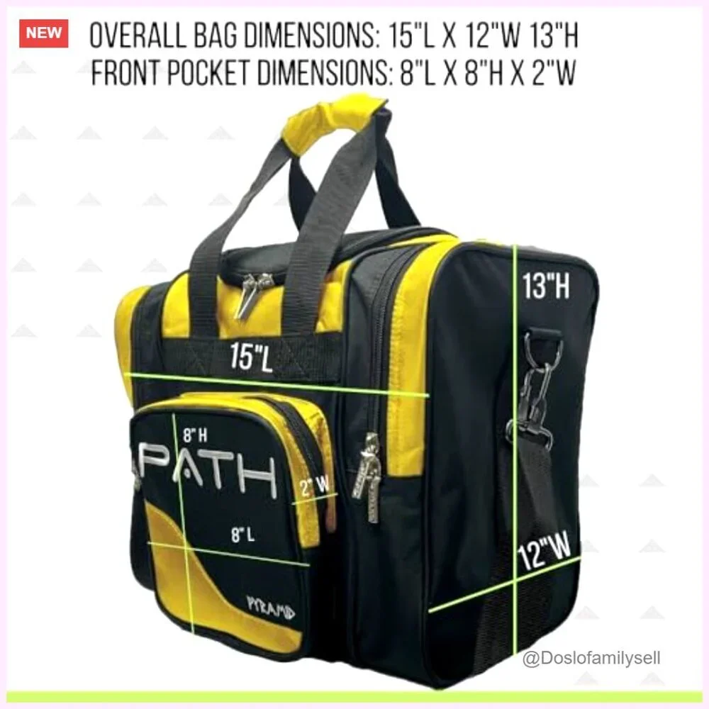 Single Bowling Ball Tote with Shoe Pocket, Adjustable Padded Strap